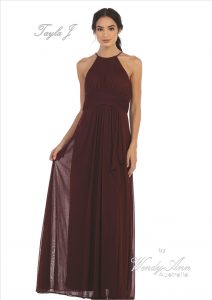 burgundy front plated Bridesmaid Maxi