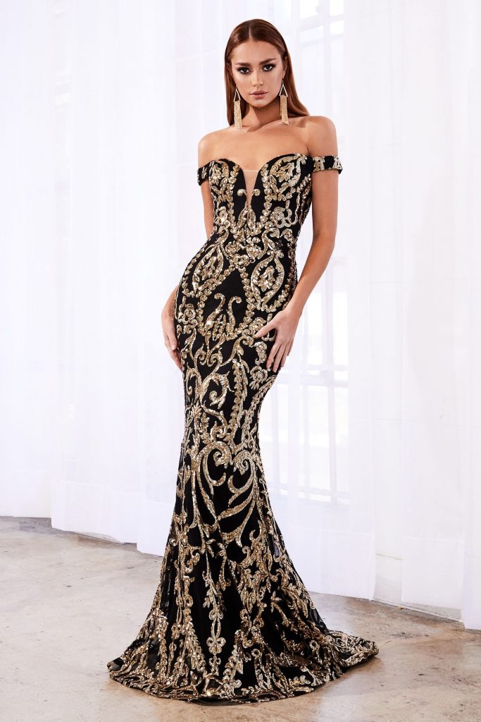 T4329 Black & Gold Formal Dress - Bridal - Formal - Bridesmaids Australia